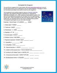 An Anagram List To Challenge You Word Brain Teasers Worksheets For Grade 5 Spelling Word