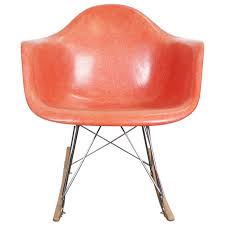 Eames uph molded fiberglass low wire base armchair (lar) gallery details. Herman Miller Eames Salmon Orange Fiberglass Rar Rocking Chair For Sale At 1stdibs