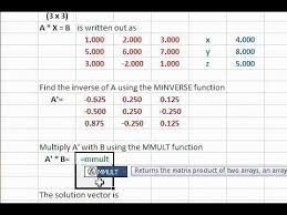Solve System Of Linear Equations Using Excel Matrix Functions Linear Equations Equations College Algebra