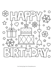 Over 6000 great free printable color pages. Happy Birthday Coloring Pages Free Printable Pdf From Primarygames