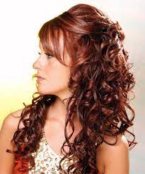 Long Curly Mahogany Red Half Up Hairstyle Hair Styles Down Curly Hairstyles Curly Wedding Hair