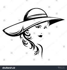 Elegant Woman Wearing Hat Vector Illustration Black And White Stylized Portrait Of A Beautiful Girl With Lo Lady Illustration Elegant Woman Stylized Portrait