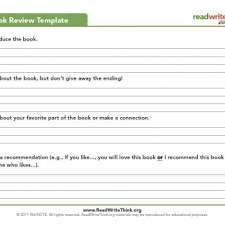 These workbooks are perfect for each youngsters and grownups to make use of. Book Review Template Read Write Think