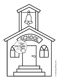 Printable back to school coloring page. School Building Coloring Page Classes Coloring Page For Kids Printable Free