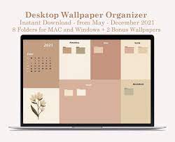 Desktop Wallpaper Organizer For Students Minimalist Wallpaper For School And College 2021 2022 Calendar Folder Icons Included In 2021 Desktop Wallpaper Organizer Desktop Organization Desktop Wallpaper