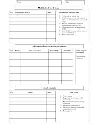 Form For Recording Modified Ashworth Scale Joint Range Of