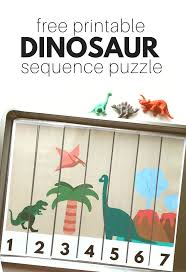 Fun free halloween printables to keep kids entertained indoors, including crosswords, word searches, coloring pages and more. Dinosaur Sequence Puzzle Free Printable No Time For Flash Cards