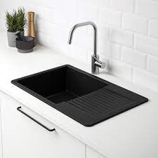 Your sink is at the center of the action. Kilsviken Inset Sink 1 Bowl With Drainboard Black Quartz Composite Ikea