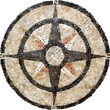 Medallion Compass Rose Mosaic Pebbles 48 Stone Mosaic Mosaic Compass Rose