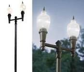 Double Head Municipal Quality LED Street Light Fixture, Pole, and Pedestal  Combo