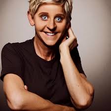 Long hair Ellen DeGeneres, realistic, photo studio,