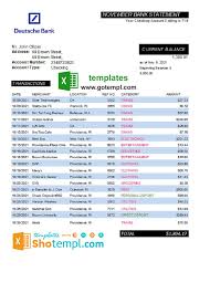 Domestic nro gold debit card. Germany Deutsche Bank Statement Easy To Fill Template In Excel And Pdf Format In 2021 Bank Statement Statement Template Statement