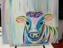 Colorful Cow At Painting With A Twist