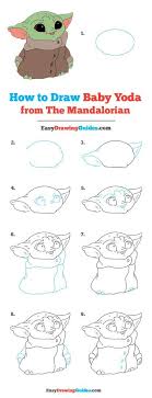 How To Draw Baby Yoda From The Mandalorian Really Easy Drawing Tutorial Baby Drawing Yoda Drawing Drawing Tutorial Easy