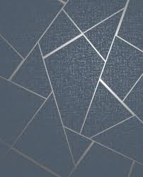 Geometric patterned wallpaper brings your room to life with bold angular designs which make for a perfect feature wall in any room or to bring a burst of personality to a space such as a hallway or landing. Fine Decor Quartz Fractal Geo Silver Navy Blue Wallpaper Fd42683 Www Batleydiy Co Uk