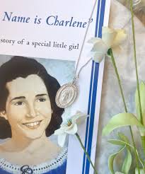 These beautiful necklaces of Charlene Richard, “the little Cajun saint”,  are unique to our Acadiana community😇🤍 necklaces with a medal of Charlene  are available in sterling silver and pewter! #shopcrossroads  #catholiccharities #crossroadscollective #