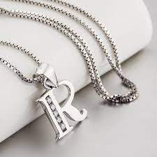 Guaranteed 925 Sterling Silver Jewelry Initial Letter R Men Women Necklace Aaa Zircon Fine Necklaces Pendants L Necklace Womens Necklaces 925 Sterling Silver