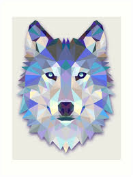 Abstract Wolf Art Print By Martinestella In 2021 Geometric Wolf Geometric Art Geometric Animals