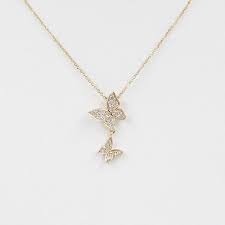 14k Solid Gold Butterfly Necklace Diamond Necklace Butterfly Jewelry 320 Liked On Polyvore Fe Butterfly Necklace Gold Butterfly Necklace Gold Butterfly