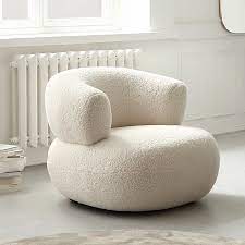 Costway 2pcs patio rattan folding lounge chair chaise adjustable white\turquoise cushion. Modern Round White Faux Lamb Wool Single Sofa Chair Lounge Chair