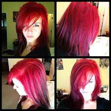 Loreal Hicolor Highlights In Magenta And Red Mixed Loreal Hicolor Highlights Dip Dye Hair Velvet Hair