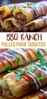 This Bbq Ranch Pulled Pork Taquitos Recipe Is The Tastiest Twist On Traditional Taquitos Thanks To The Sweet A Pulled Pork Recipes Pork Recipes Bbq Pulled Pork