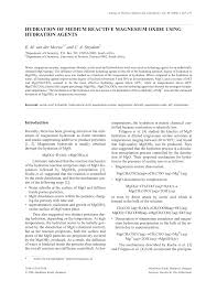 In aqueous solution, there is no aluminium metal will react with dilute hydrochloric acid to produce aqueous aluminium chloride. Pdf Hydration Of Medium Reactive Magnesium Oxide Using Hydration Agents