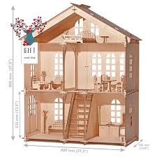 Une Grande Dollhouse De 3 Magasins Avec Des Meubles Sans Etsy Wooden Dollhouse Dollhouse Toys Diy Barbie House