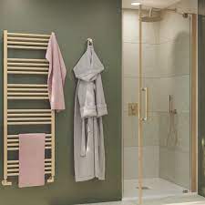 Framed pivot shower door in chrome with rain glass by franklin brass. Crosswater Optix 10 Brushed Brass Pivot Shower Door Uk Bathrooms