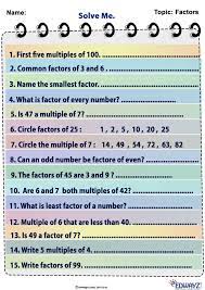 Worksheets Class 5 Factors Mental Maths Worksheets Factors And Multiples Math Methods