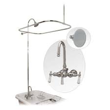 Features with cold and hot water,suitable and convient for all seasons. Claw Tub Shower Enclosure Set W Wall Mount Gooseneck Faucet