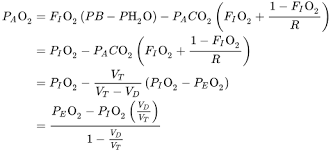 Equation vd:vt = dead space / tidal volume ratio (%) paco2 = arterial co2 tension (mmhg) peco2 = expired co2 tension (mmhg) Alveolar Gas Equation Wikipedia
