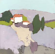 Andree Thobaty Champs De Lavande Small Contemporary Oil On Canvas French Landscape Painting Landscape Paintings Painting Oil On Canvas
