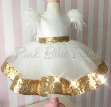 Luxury White Baby 1st Birthday Dress Little Girl Gold Sequin Frock Princess Birthday Party O Gold Party Dress 1st Birthday Dresses Baby Girl Birthday Dress