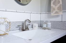 Polyblend #333 alabaster 8 fl. White Penny Tiles With Gray Grout Design Ideas