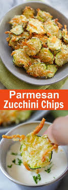 Parmesan Zucchini Chips Crispy Zucchini Chips Coated With Parmesan Cheese And Bread Crumbs So Healthy And Low I Zucchini Chips Recipe Food And Drink Recipes