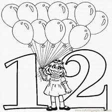 Free Printable Number 12 Coloring Pages Twelve Balloons Sesame Street Coloring Pages Free Printable Numbers Printable Numbers