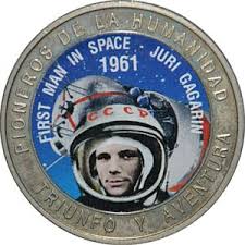 On 12 april 1961, gagarin became the first human to travel into space, launching to orbit aboard the vostok. Coin 1 000 Pesetas Firts Man In Space 1961 Russian Cosmonaut Juri Gagarin Saharawi Arab Democratic Republic 1997 Pioneers Of Humanity