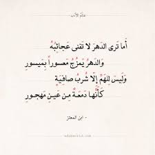 شعر ابن المعتز أما ترى الدهر لا تفنى عجائبه عالم الأدب Romantic Words Words Quotes Poem Quotes