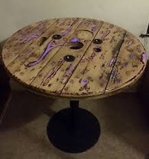 Unique Cable Reel Table With Purple Glow In The Dark Design One Off Ebay Cable Reel Table Cable Reel Epoxy Resin Wood