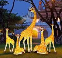 Christmas Decoration Fiberglass Resin Animal Statue Light LED Lighting  Giraffe Sculpture