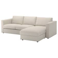Vimle 3 Seat Sofa With Chaise Longue Gunnared Beige Dhs 3 100 In 2020 Sofa Bed With Chaise 3 Seat Sofa Bed Sofa Back Cushions
