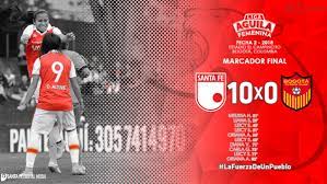 Kelvin osorio 8 goals, daniel giraldo 3 goals, sherman cardenas 3 goals, jhon arias 3 goals, fainer torijano. Carl Worswick On Twitter Santa Fe Have Broken The Record For The Biggest Ever Win Recorded In The Fledgling Colombian Women S League With A 10 0 Thrashing Of Bogota Fc In El Campincito