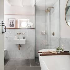 White marble walk in shower. Modern White Bathroom With Frameless Walk In Shower Marble Wall Tiles And Brass Fittings Flipboard