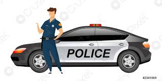 Répondant à des jets de projectiles, les forces de l'ordre ont fait usage de gaz lacrymogène. Policier Debout Par Voiture De Patrouille Couleur Plat Vectoriel Visage Vecteur Stock Crushpixel