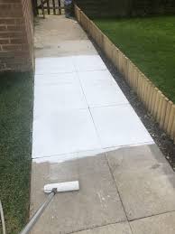 The whole process is quite straightforward, but you have to remember to at least sweep the slabs before you start to paint. How To Stencil A Concrete Patio Or Path In Your Garden I Am Hayley Stuart