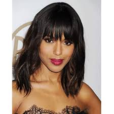 Stuck on how to style your short hair? Amazon Com Aisi Hair Wavy Bob Wigs With Bangs For Women Black Mixed Brown Color Short Wavy Bob Curly Wig Synthetic Natural Looking Heat Resistant Fiber Hair For Black Women Beauty