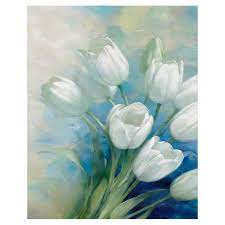 Tulip Blossoms By D Rogier Wrapped Canvas Painting Art Print Walmart Com Botanical Wall Art Paintings Art Prints Tulip Painting