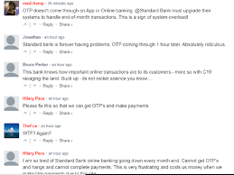 It's the perfect way to do most of your banking when you are home, office or traveling because the service is available 24 hours a day, 7 days a week. Standard Bank Clients Fuming As Bank Tries To Fix Glitchy App On Payday The Citizen