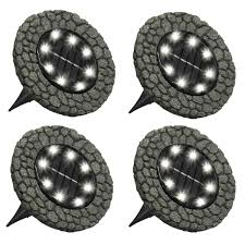 Outdoor solar store offers some of the best professional quality solar powered we offer the highest quality lights by gama sonic and other top brands. Bell Howell Disk Lights Stone Heavy Duty Outdoor Solar Pathway Lights 8 Led Auto On Off Water Resistant With Included Stakes For Garden Yard Patio And Lawn As Seen On Tv Brickseek